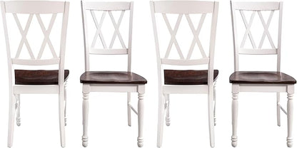Crosley Furniture Shelby Traditional Wood X-Back Dining Room Chairs Set of 4, Kitchen Chair, Distressed White