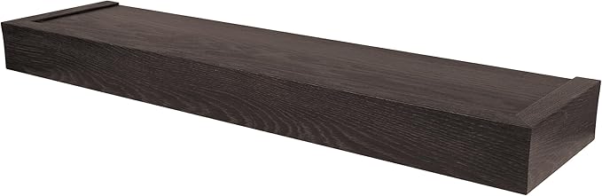 HIGH & MIGHTY 515653 Modern 18" Floating Shelf Holds up to 15lbs, Easy Tool-Free Dry Wall Installation, Flat, eCommerce Packaging, Espresso