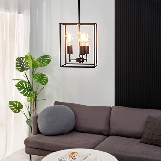 Globe Electric 60886 Heath 3-Light Convertible Flush Mount Ceiling Light Chandelier, Matte Black, Bulb Not Included