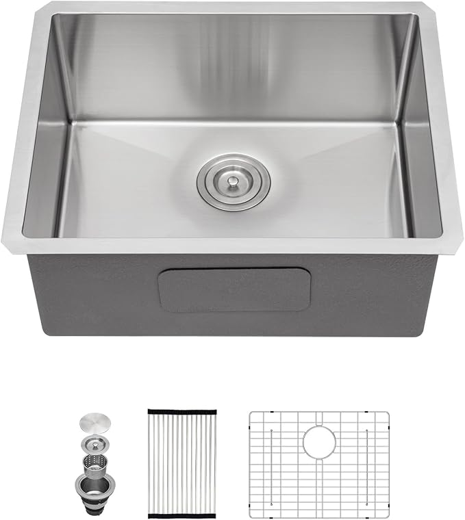 21"x18" Undermount Bar Sink, 16 Gauge Stainless Steel, Single Bowl, Under Counter, Deep Kitchen Bar Prep Sink Basin