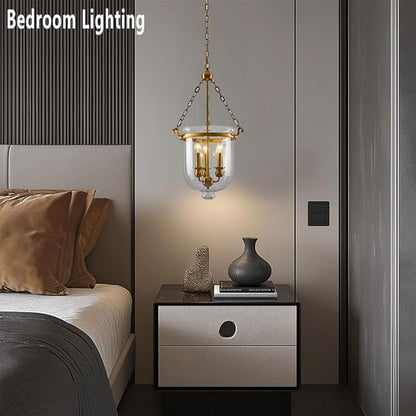 American Retro Hanging Lamp Industrial Country Style Pendant Lighting Bucket Shape Transparent Glass Lampshade Chandelier for Restaurants, Bars, Clothing Stores Lighting Fixture