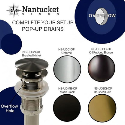 Nantucket Sinks UM-159-W Small Undermount Bathroom Sink – 15" x 9" Interior Rectangular Bowl, Ceramic Bath Sink for Vanity, w Overflow, High Gloss White Vitreous China, Scratch & Stain Resistant
