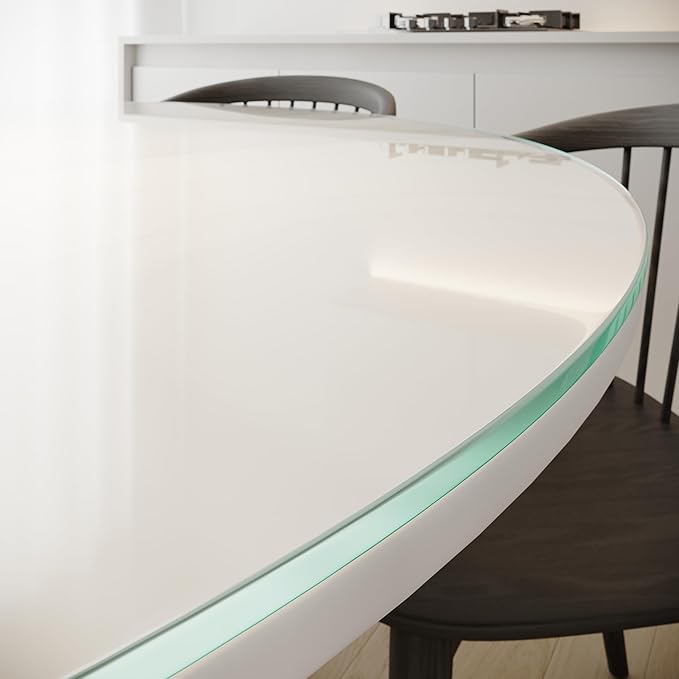 Royalty 54" Inch Round Tempered Glass Table Top – Clear Table Top Glass – Useful for Replacement, Tabletop Protector, Patio, Dining, Coffee, Desks - 1/4" Thick Flat Polished Edge