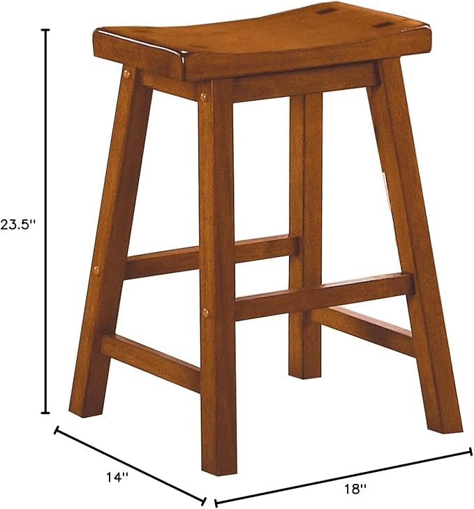 Living Room Chairs Comfy, Farmhouse Modern Solid Wood Counter Height Stools Set of 2, Saddle Seat Wooden Chairs for Kitchen Island, Dining Room, Comedor Sillas，Bedroom Furniture,Oak-Solid