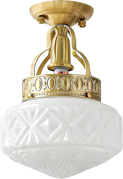 KCO Lighting Vintage Milk Glass Ceiling Light Fixture Brass Gold Kitchen Ceiling Light Fixtures Mid Century Globe Ceiling Lamp Industrial Hallway Ceiling Lighting