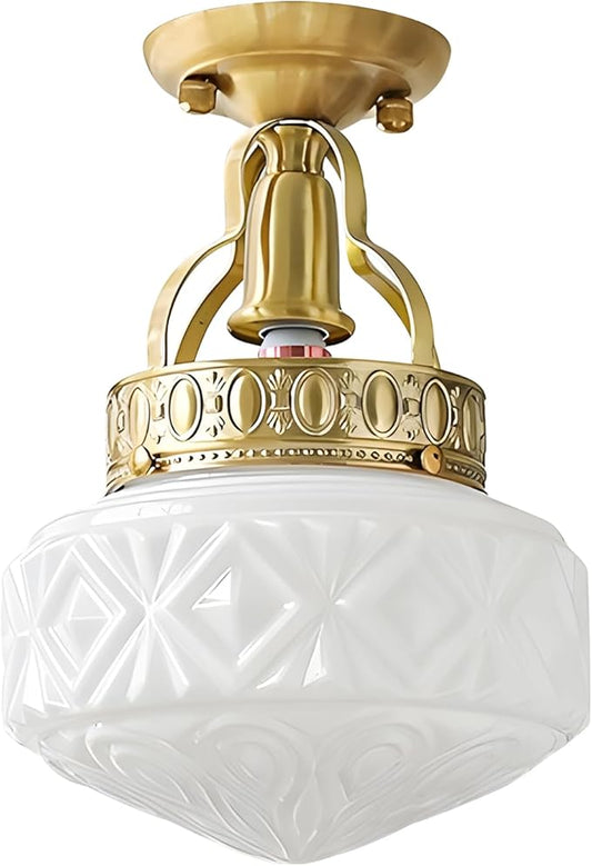 KCO Lighting Vintage Milk Glass Ceiling Light Fixture Brass Gold Kitchen Ceiling Light Fixtures Mid Century Globe Ceiling Lamp Industrial Hallway Ceiling Lighting