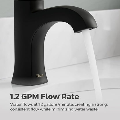 Pfister Vaneri Bathroom Sink Faucet, Single Control, 1-Handle, Single Hole, NSF Certified, Matte Black and Brushed Gold Finish, LF042VRIBBG