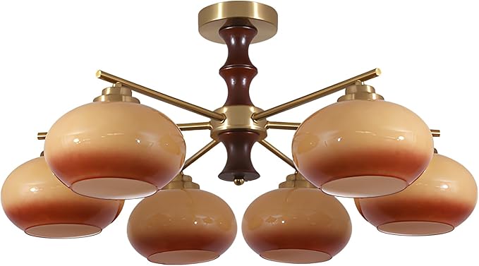 KCO Lighting MCM Gold Ceiling Light Fixture Flush Mount Vintage Glass Ceiling Lights Retro Sputnik Ceiling Light Rustic Farmhouse Chandeliers for Dining Room