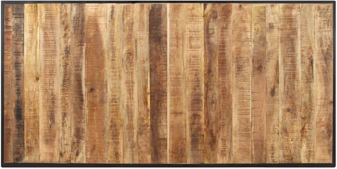 Solid Natural Mango Wood Dining Table, 63x31.5 Inch Rectangular Kitchen Table for 6, Rustic Industrial Design with Black Metal Frame, Modern Dining Room
