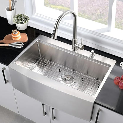 36 Inch Stainless Steel Farmhouse Sink Drop In-Hovheir 36x22 Drop In Top Mount Farm Sink Workstation 16 Gauge Stainless Steel Single Bowl Deep Kitchen Sinks Apron Sinks with Cutting Board