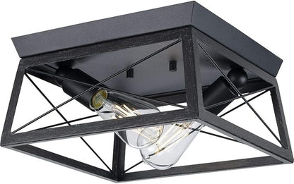 Progress Lighting Briarwood Collection 2-Light Ceiling Light, Flush Mount Ceiling Light Fixture for Interior Kitchen Lights, Hallway, Bedroom, Living Room, 12-Inch by 6-Inch, Textured Black