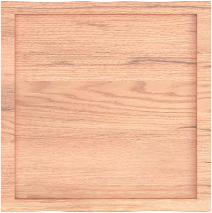 Live Edge Solid Oak Tabletop 23.6x23.6x1.6 in Square Butcher Block Style Dining Countertop for Kitchen Island, Office Desk, Rustic Home Bar, Indoor Use Only