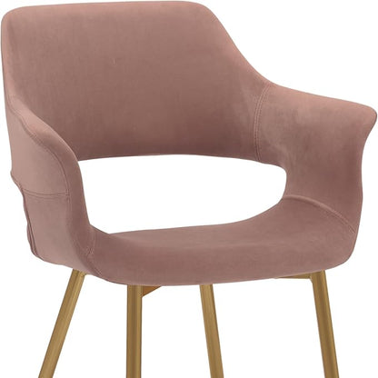 Armen Living Gigi Pink Velvet Dining Room Chair with Gold Metal Legs - Set of 2