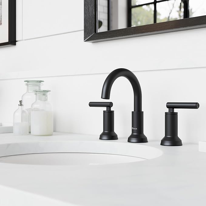 Pfister Capistrano Bathroom Sink Faucet, 8-Inch Widespread, 2-Handle, 3-Hole, NSF Certified, Spot Defense Matte Black Finish, LF049CSOSDB (Pack of 3)