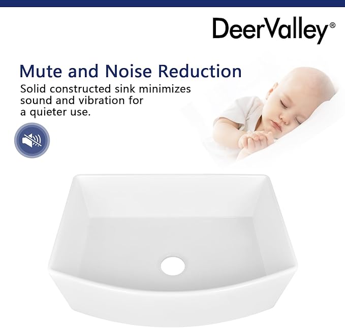 DeerValley Fireclay Farmhouse Kitchen Sink 30 Inch, White Single Bowl Farm Sink, Grove Arch Edge Curved Apron Front Farm Sinks with Bottom Grid & Strainer
