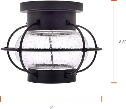 Sylvania Vintage Essex Cage Light Fixture, Semi-Flush Mount with 1 60W LED Dimmable Bulb Included, Dimmable (75515), Antique Black