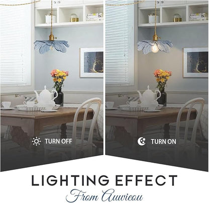 Plug in Pendant Light 2 Pack, Hanging Light with Plug in Cord On/Off Switch Modern Pendant Light fixtures with Blue Glass Shade Plug in Hanging lamp for Kitchen Dining Room Bedroom
