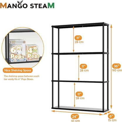 Mango Steam Wall-Mounted Steel Shelving Unit for Kitchen, Storage or Display Use - (36" H X 24" W X 6" D)