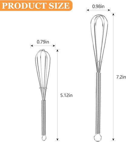 NileHome Mini Whisks Stainless Steel Whisk Set 5" 7" Kitchen Small Wisk Balloon Wire Tiny Whisks for Cooking, Whisking, Blending, Beating, Stirring 2Pack