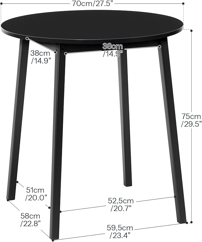 HOOBRO Bamboo Dining Table, Round Dining Table for 2, 27.5" Kitchen Table for Small Space, Writing Table, Easy to Assemble, for Dining Room, Living Room, Office, Kitchen, Apartment, Black BK71CZ01G1