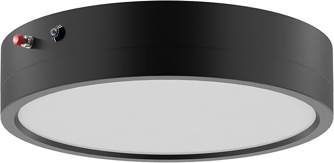ZAGO 7 Inch Flush LED Lights with Emergency Battery Backup, Wafer Round Disk Light Emergency Kit, Edgelit, 120-277V, Dimmable, 15W, 1000LM, 5CCT Selectable, ETL/Wet Rated, Black