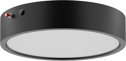 ZAGO 7 Inch Flush LED Lights with Emergency Battery Backup, Wafer Round Disk Light Emergency Kit, Edgelit, 120-277V, Dimmable, 15W, 1000LM, 5CCT Selectable, ETL/Wet Rated, Black