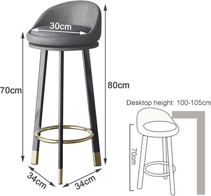 Set of 2 Counter Height s with Backs, Faux Leather Upholstered Chairs for Kitchens Island, Coffee, Home Dinning,Dark Gray-Seat Height 70cm