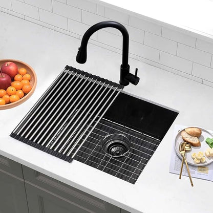 21 Inch Undermount Laundry Sink Black -Wesliv 21x19x12 Inch Black Undermount Laundry Sink Stainless Steel 16 Gauge Single Bowl Deep Under Mount Laundry Room Sinks with Bottom Grid