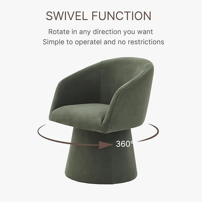 KISLOT Swivel Dining Chairs Modern Accent Armchair Side Deskchair for Diningroom Vanity Bedroom Livingroom Reading Room,Green,4 Box