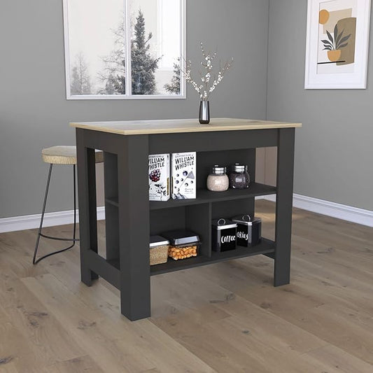 Modern Dining TableExpandable with Shelves Kitchen Island Counter Console Adjustable Sturdy Stable Easy Clean Luxury Living Decor,Black