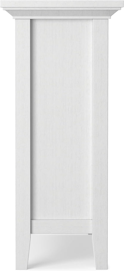 SIMPLIHOME Redmond Storage Cabinet - 32 inch Wide Solid Wood 2-Shelf Low Storage Cabinet in White, Transitional Accent Cabinet for Entryway with Adjustable Shelves and Tapered Legs