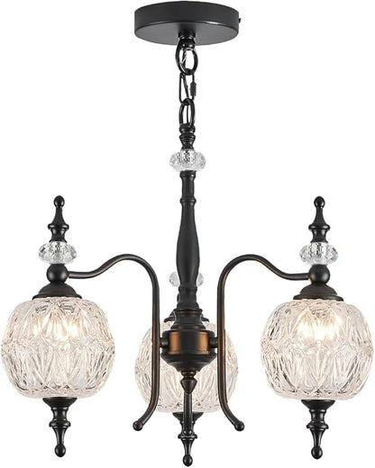 3-Light Black Pendant Light Fixtures, Modern Chandeliers for Kitchen Island Antique Kitchen Island Pendant Light for Farmhouse Living Room Bedroom Hotel