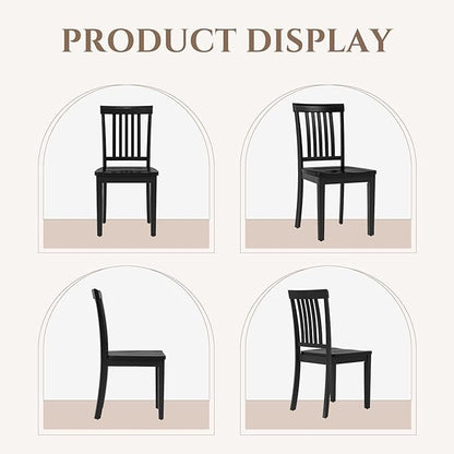 COLAMY Wooden Dining Room Chairs Set of 2, Spindle High Back Windsor Kitchen Side Chair, Farmhouse Dining Chairs for Kitchen, Dining Room, Black
