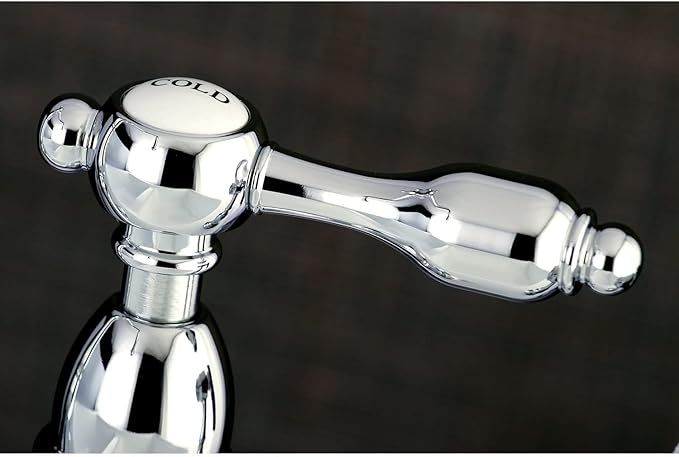 Kingston Brass KS1272TALBS Two-Handle 4-Hole Deck Mount Bridge Kitchen Faucet with Brass Sprayer in Polished Brass