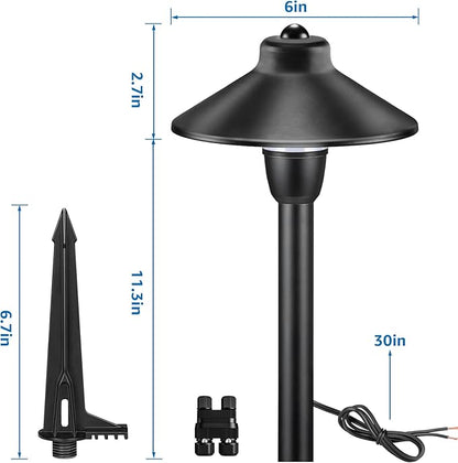 SUNVIE Low Voltage Pathway Lights 12V LED Landscape Path Lights 3000K Outdoor Waterproof Landscape Lighting 3W Aluminum Low Voltage Landscape Lights for Walkway Yard Garden ETL Listed Cord, 4 Pack