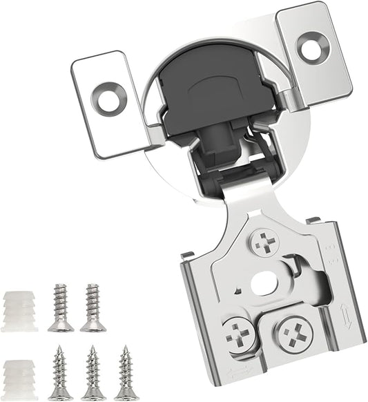Chibery 2 Pack 3/8" Overlay 3D Soft Close Concealed Hinge for Face Frame Door, Smooth Slow Self Closing Hinges, Satin Nickel, Hidden 105° Open Angle Stainless Steel Hinge for Kitchen Cabinet Door