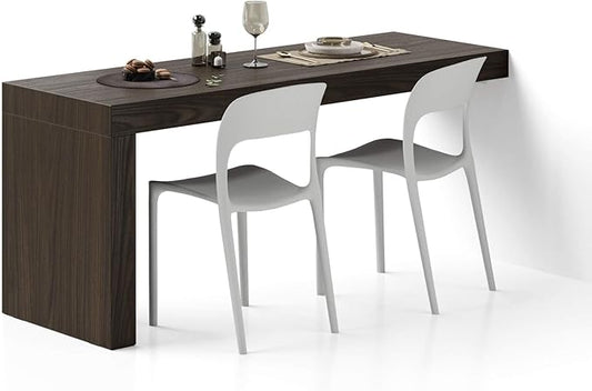 Mobili Fiver, Evolution Dining Table with One Leg 70.9 x 23.6 in, Dark Walnut, Made in Italy