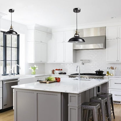 CLAXY Industrial Black Barn Pendant Light with Switch E26 Height Adjustable Hanging Ceiling Light Fixture for Kitchen Bar Restaurant Coffee loft