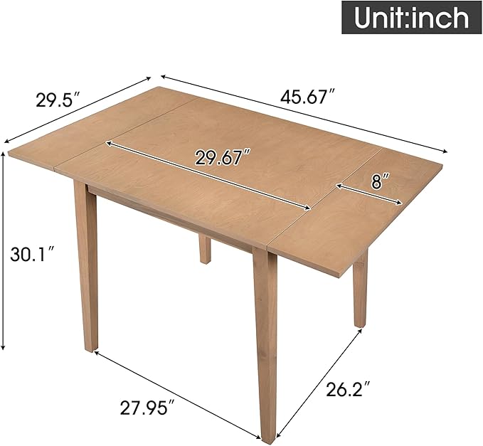 Ball & Cast 2945" Extendable Modern Farmhouse Dining Room Table, Wooden Folding Table with Drop Leaf & Wood Legs, Space-Saving Foldable Dinner Table for Small Place, Natural