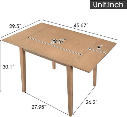Ball & Cast 2945" Extendable Modern Farmhouse Dining Room Table, Wooden Folding Table with Drop Leaf & Wood Legs, Space-Saving Foldable Dinner Table for Small Place, Natural