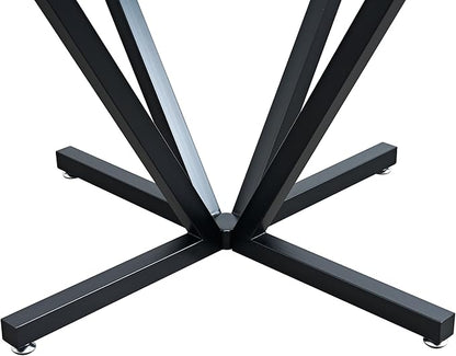 Round Dining Table for 4 6 People, 45.3" Modern Glass Kitchen Table, Circle Black Dinner Table with 0.32" Thick Tempered Glass Top and Metal Legs, Glass Dining Room Furniture for Kitchen Living Room