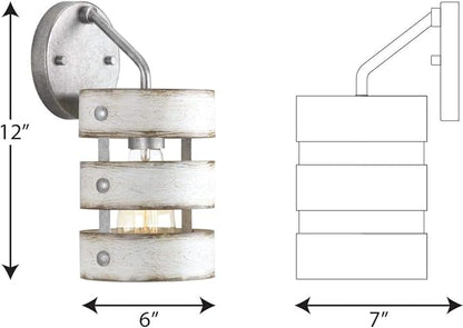Progress Lighting Gulliver Collection 1-Light Antique Whitewashed Farmhouse Wall Sconce Light, Galvanized Finish