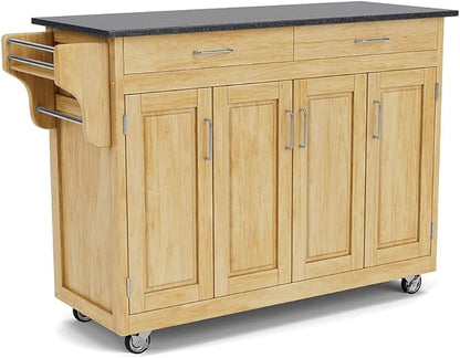 Create-a-Cart Natural 4 Door Cabinet Kitchen Cart with Black Granite Top by Home Styles