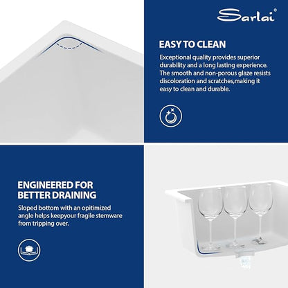 Sarlai White Kitchen Sink Granite Composite - 18 x 16 inch Bar Prep Sink White Granite Composite Quartz Undermount Single Bowl Rectangular RV Camper Sinks Basin