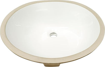 MSI 19.5” (L) x 16.0” (W) x 8.125” (H) Oval Porcelain Ceramic Undermount Bathroom Vanity Vessel Sink, White