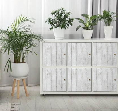 Abyssaly White Gray Wood Paper 17.71 in X 1003.9 in Self-Adhesive Removable Peel and Stick Wallpaper Decorative Wall Covering Vintage Wood Panel Interior Film for Home Decoration