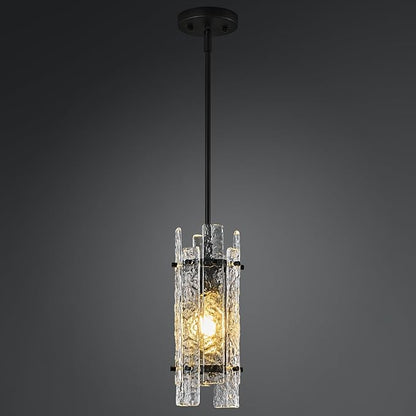 Modern Crystal Pendant Lighting Black Pendant Lights Mini Glass Chandeliers, Adjustable Pendant Light Fixture for Kitchen Island Bedroom Living Room Dining Room Corridor(1Pack)
