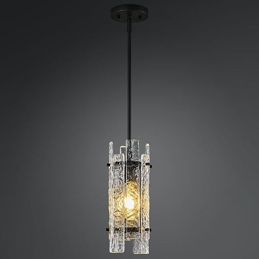 Modern Crystal Pendant Lighting Black Pendant Lights Mini Glass Chandeliers, Adjustable Pendant Light Fixture for Kitchen Island Bedroom Living Room Dining Room Corridor(1Pack)