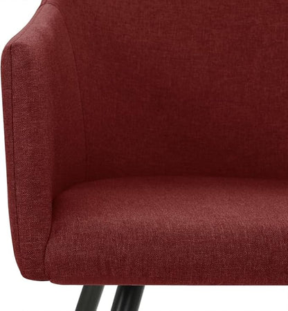 Dining Chair Set of 2 Wine Red Polyester Upholstered Modern Accent Chairs with Black Steel Frame 24.4x21.3x31.5 in for Dining Room Kitchen Living Room Comfortable Sillas de Comedor