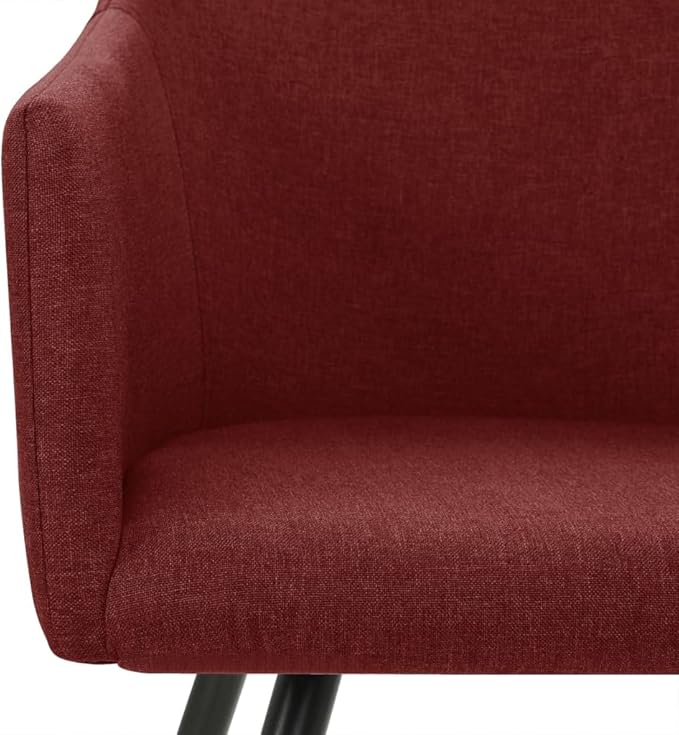 2-Pack Wine Red Fabric Dining Chairs with Armrests - Modern Metal Frame Kitchen Chairs for Dining Room, Farmhouse, Restaurant & Home Furniture (21.3" W x 24.4" D x 31.5" H)